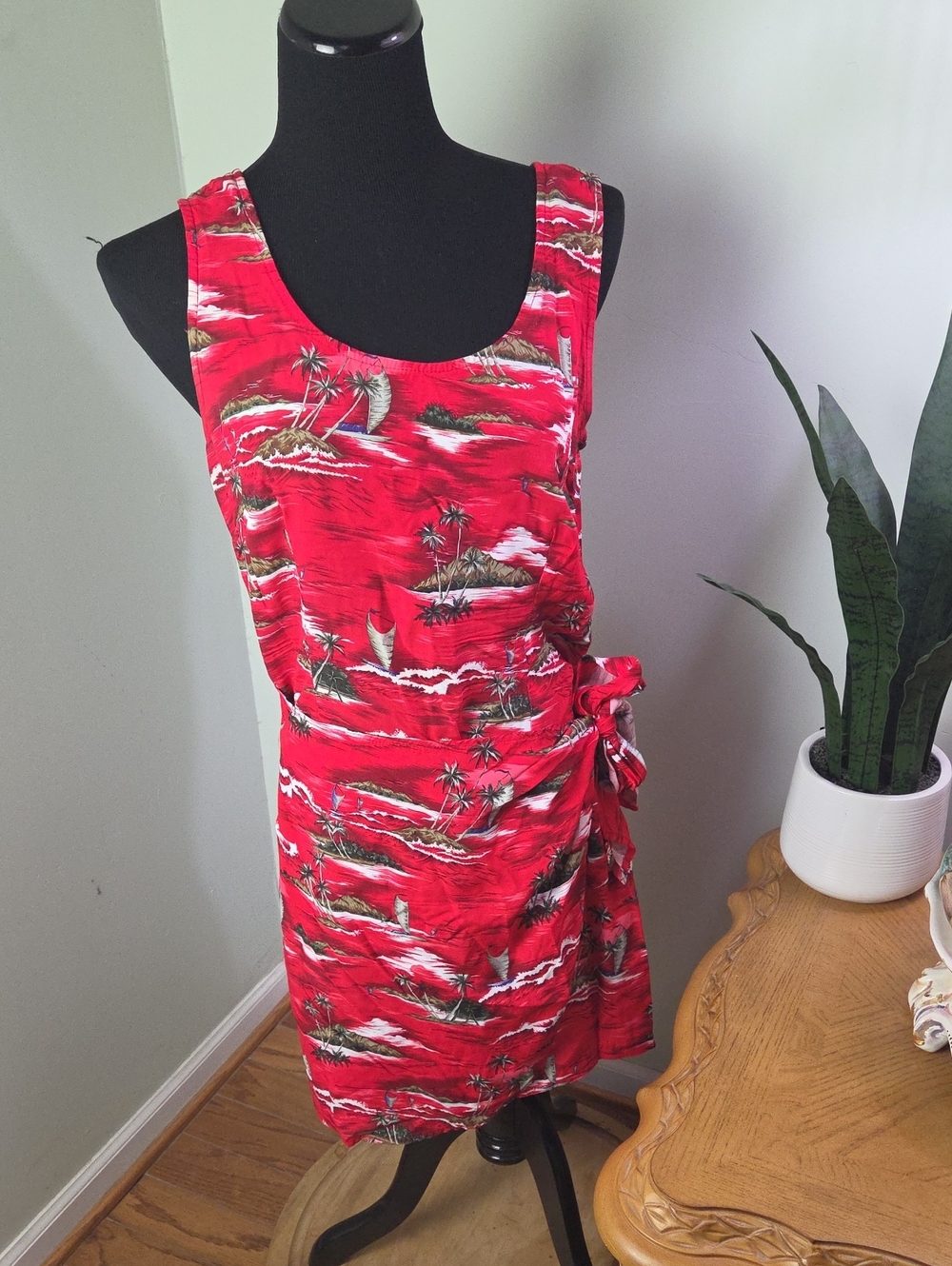 Vintage 90s Hawaiian red mini dress